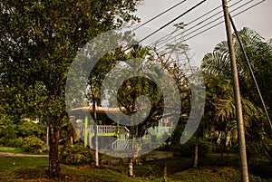 Traditional village in Malaysia, houses on stilts, Borneo island, Sabah.