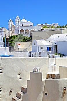 The traditional village of Megalochori in Santorini, Greece