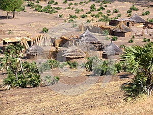 Traditional village in the Nuba mountains, Africa