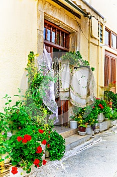 Traditional village Omodos with lace workshops. Cyprus island photo
