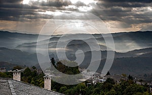 Traditional village of Vitsa in Central Zagori, Epirus region, in the Ioannina regional unit in Greece, Europe