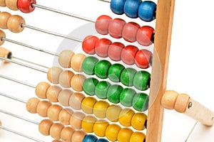 Traditional Vintage style Abacus closeup On white background