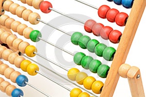 Traditional Vintage style Abacus closeup On white background