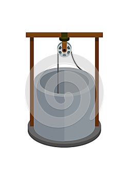 Traditional water well. Simple flat illustration.