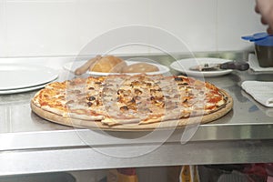 Traditional way baked Italian pizza