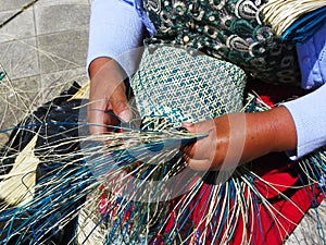Traditional weaving of ecuadorian Panama Hat