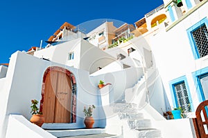 Traditional white cycladic architecture on Santorini island, Greece