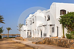 Traditional white egyptian architecture in Hurghada