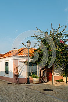 Traditional white washed houses in the historic centre of Cascais