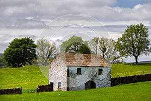 Traditional whitewashed barn in Upper Teesdale, England