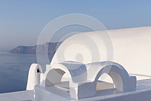 Traditional whitewashed Cycladic house in Oia