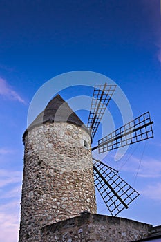 traditional windmill Majorca Mallorca evening