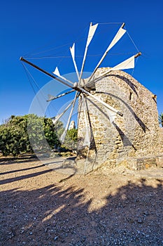 Traditional windmill at Toplou monastery, Sitia municipality, Lasithi prefecture