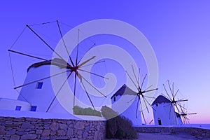 Traditional windmill at twilight