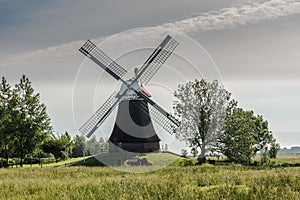 Traditional Windmill Wynhamster Kolk, Rheiderland, East Frisia, Lower Saxony, Germany photo