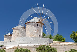 Traditional windmills in Alacati, Izmir province, Turkey