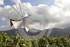 Traditional windmills in Lasithi plateau. Crete. Greece