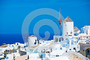 Traditional windmills of Santorini, Greece