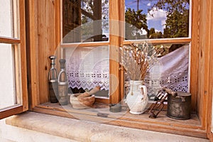 Traditional window in european countryside.