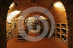 Traditional wine cellar interior