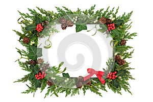 Traditional Winter Greenery Background Border