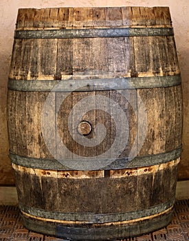 Traditional wood barrel photo