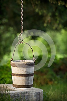 Traditional wood bucket