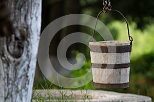 Traditional wood bucket