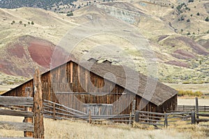 Traditional wooden barn at Cant Ranch in John Day Fassil Beds National Monumnet