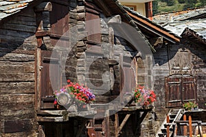 Traditional wooden barns and sheds, Zermatt, Switzerland photo