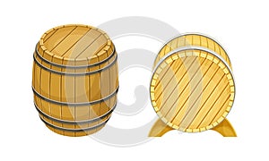 Traditional wooden barrels, wine storage tanks vector illustration