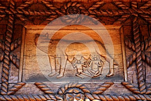 Traditional wooden basrelief