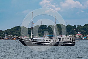 traditional wooden boat in port of Sorong