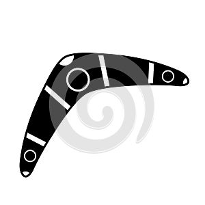 Traditional wooden boomerang icon isolated on white background. Australian native hunting and sport weapon. Aboriginal