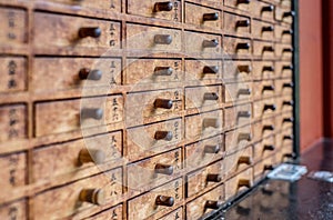 Traditional wooden boxes for fortune sticks