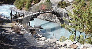 Traditional Wooden bridge at manang nepal