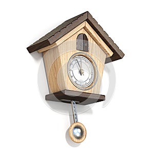 Traditional wooden cuckoo clock Side view 3D