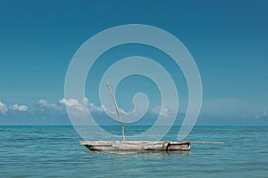 Traditional wooden dhow boat, Zanzibar