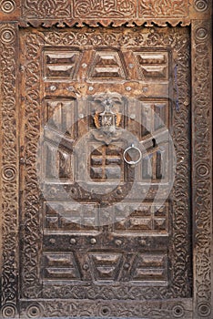 Traditional wooden door in sanaa yemen