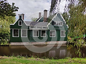 Traditional wooden dutch village house for agriculture cheese production