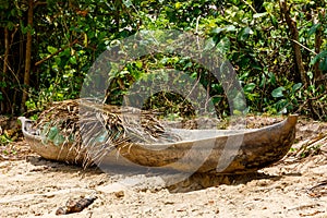 Traditional wooden fishing boat on Masoala, Madagascar