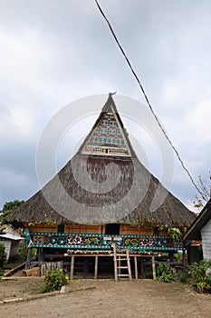 Traditional wooden house of Batak people of the Tarot located in Lingga village and Lake Toba, North Sumatra, Karo Regency,