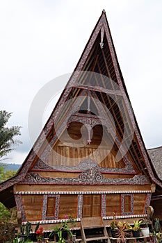 Traditional wooden house of Batak people of the Tarot located in Lingga village and Lake Toba, North Sumatra, Karo Regency, photo