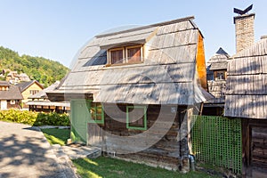 Traditional wooden house in Kusturica Drvengrad in Serbia