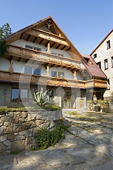 Traditional wooden house near Wisla at Lower Silesian voivodeship. Poland