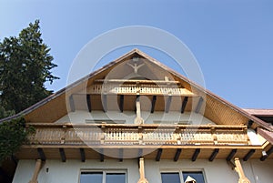 Traditional wooden house near Wisla at Lower Silesian voivodeship. Poland