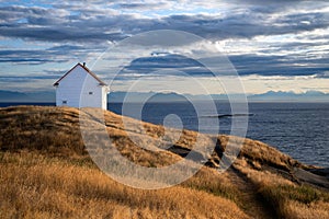 Traditional wooden house situated on Saturna Island in the Gulf Islands of British Columbia, Canada