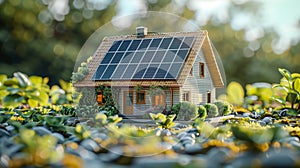 Traditional Wooden House with Solar Panels