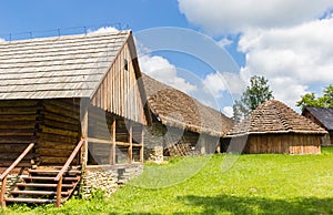 Traditional wooden houses in historic village Nowy Sacz