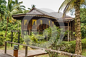 Traditional wooden houses. Malay Town House